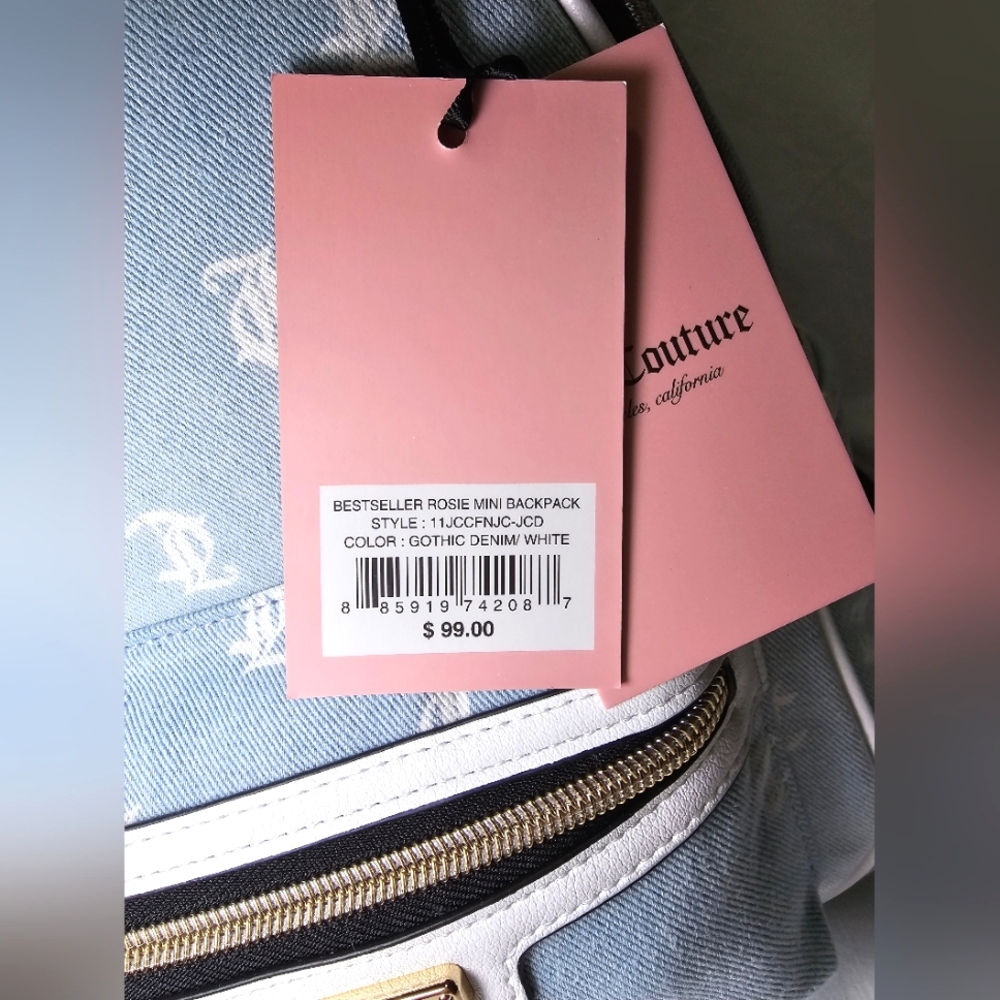 NWT Juicy Couture Bestseller Rosie Mini Backpack Denim - Picture 6 of 11